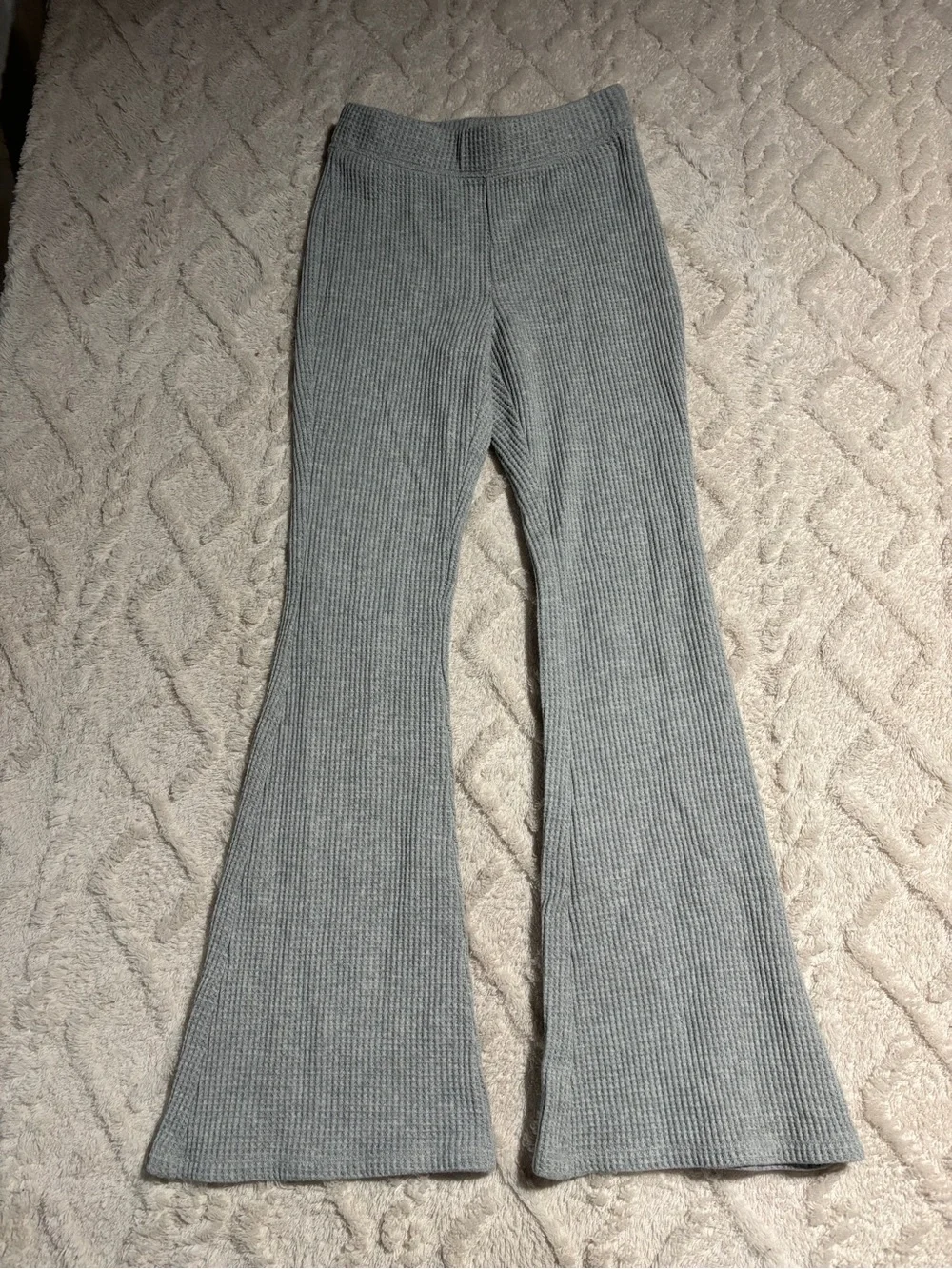 Aerie xsmall gray waffle knit pants flare